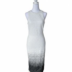 DRESS THE POPULATION 'MIDI Dress SHAWN' OMBRE SEQUIN BODY-CON black white size m